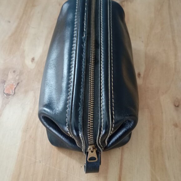 Vintage SWANK Leather Dopp Kit Bag and Folding Leather Slipper Set/ Gift For Him - Picture 5 of 12